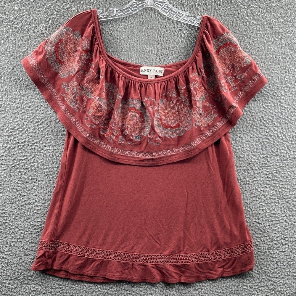 Womens Floral Peasant Blouse M Boho Ruffle Cottagecore Romantic Artsy Statement